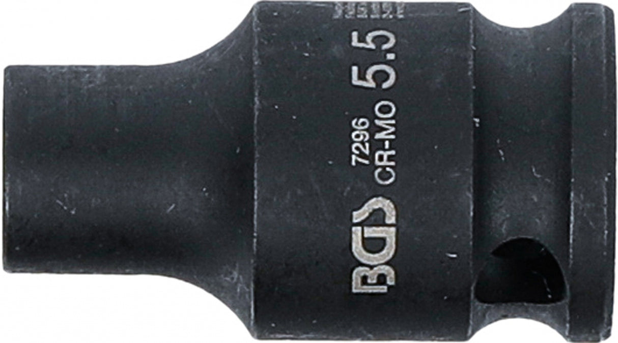 IMPACT SOCKET, HEXAGON | 6.3 MM (1/4") DRIVE | 5.5 MM (7296)