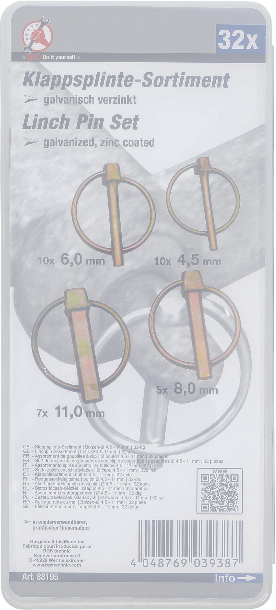 LINCHPIN ASSORTMENT | BOLT Ø 4.5 - 11 MM | 32 PCS. (88195)