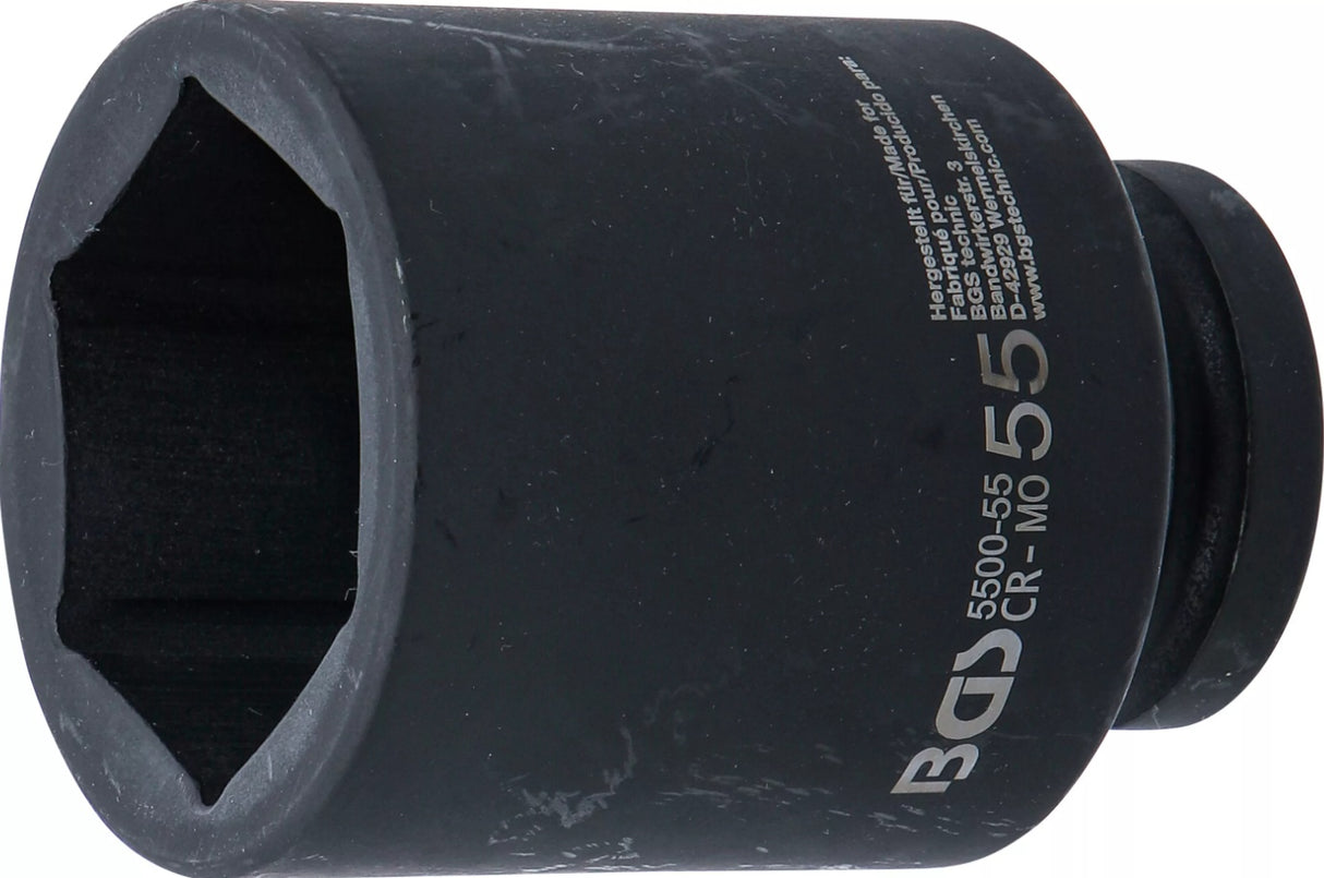 IMPACT SOCKET HEXAGON, DEEP | 25 MM (1") DRIVE | 55 MM (5500-55)