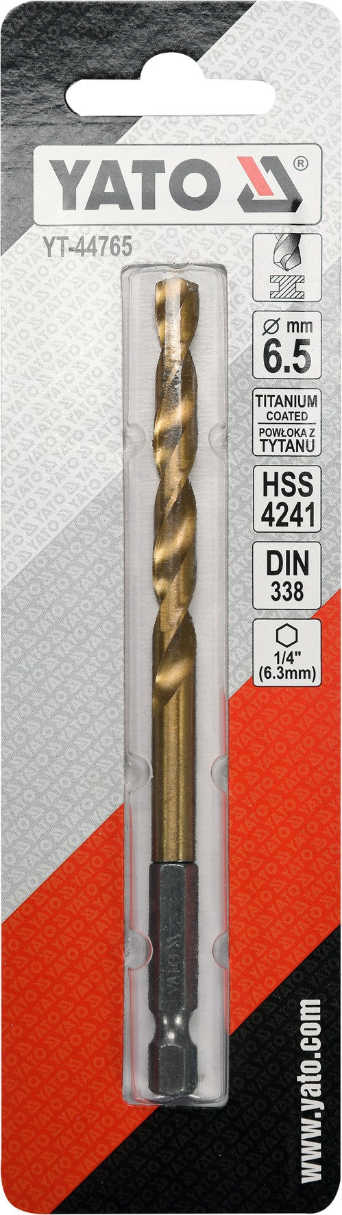 METAL DRILL WITH HEX SHANK 6,5MM TITAN (YT-44765)