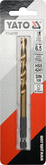 METAL DRILL WITH HEX SHANK 6,5MM TITAN (YT-44765)