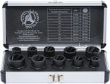 TWIST SOCKET SET (SPIRAL PROFILE) / SCREW EXTRACTOR | 10 MM (3/8") DRIVE | TWIST TYPE 9-19 MM | 10 PCS. (20210)