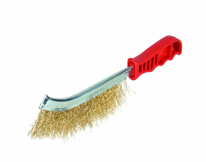 STEEL BRUSH COATED WITH BRASS WITH PLASTIC HANDLE (ESEN-7265)
