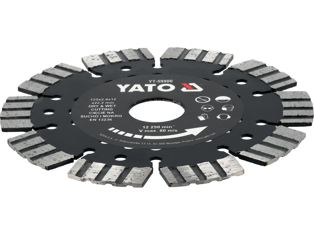 DIAMOND BLADE FOR CUTTING REINFORCED CONCRETE 125X12X22.23MM (YT-59900)