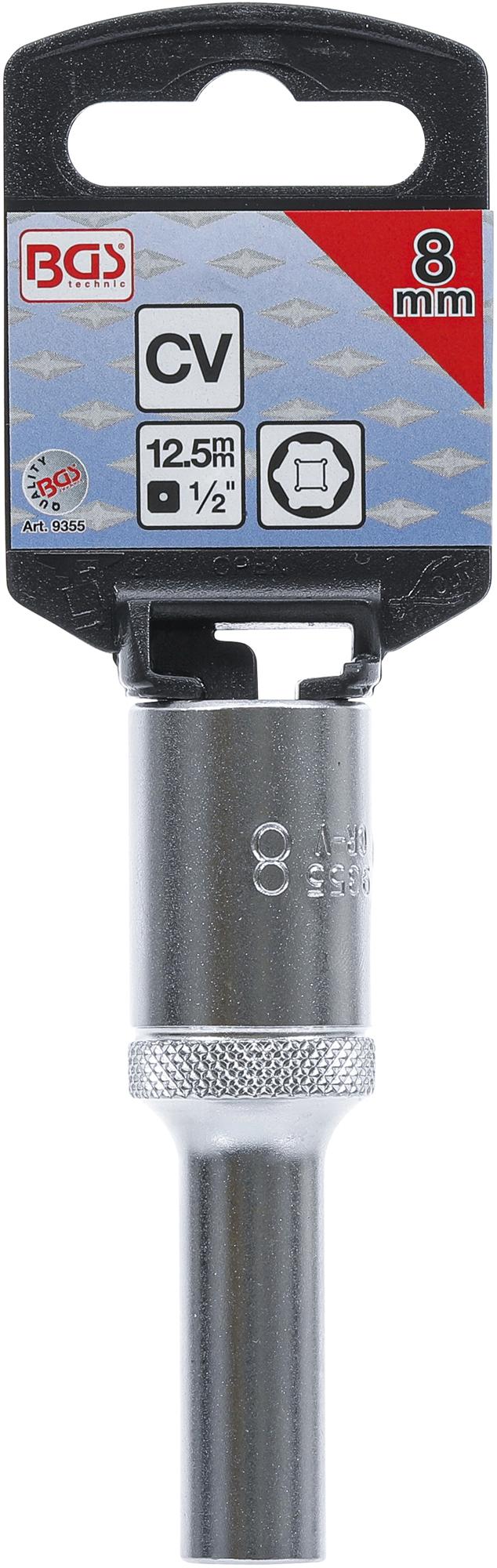 SOCKET, HEXAGON, DEEP | 12.5 MM (1/2") DRIVE | 8 MM (9355)