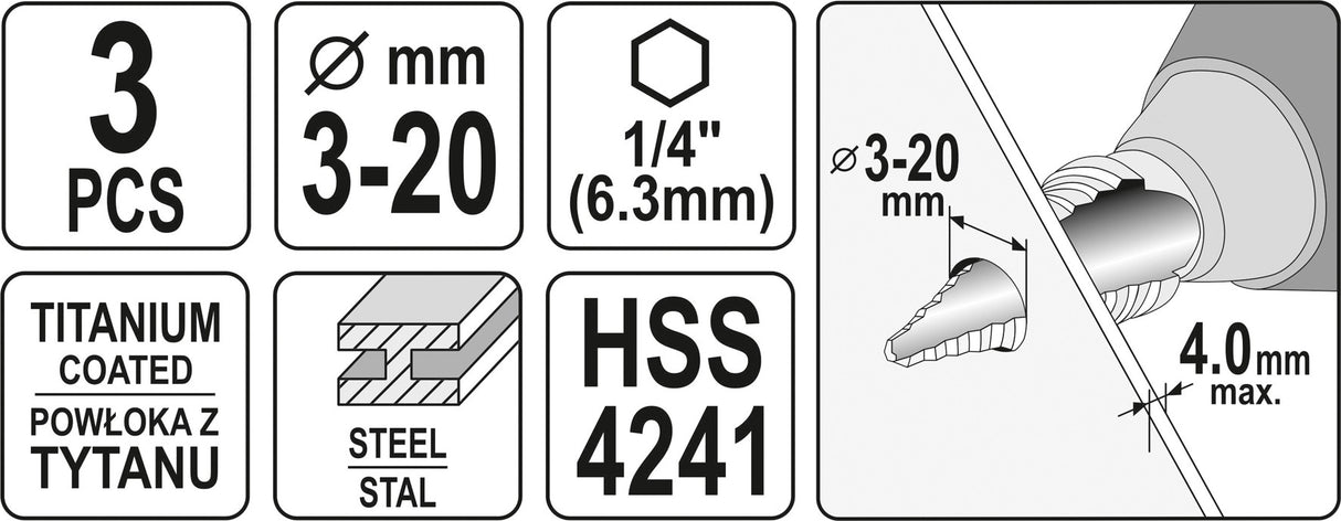 3PCS STEP DRILLS (YT-44731)