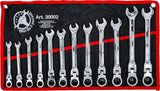 RATCHET COMBINATION WRENCH SET | FLEXIBLE HEADS | 8 - 19 MM | 12 PCS. (30002)