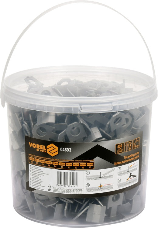 CLIPS FOR EVENLY LAID TILES | IN A BUCKET | 400 PCS. (04693)