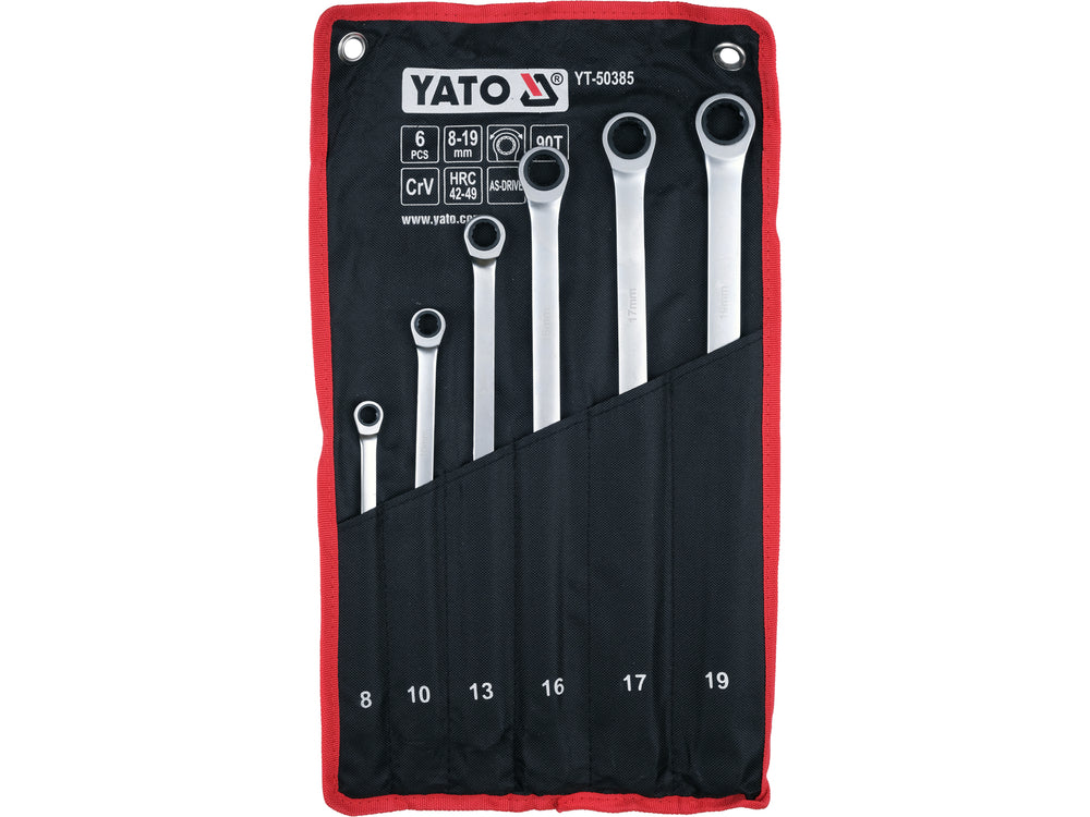 EXTRA LONG DOUBLE RING RATCHET WRENCH 8-19MM 6PCS (YT-50385)
