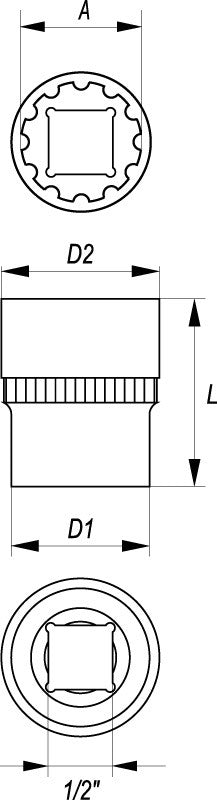 SOCKET SPLINE 1/2"X18MMX38MM (YT-1470)