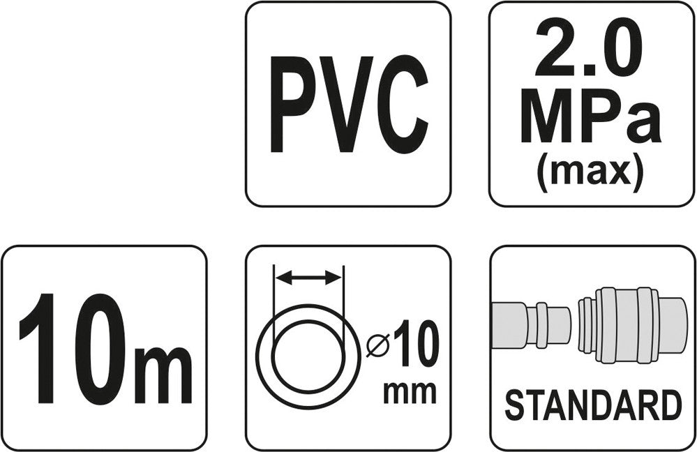 AIR HOSE PVC W. COUPLING 10MM X 10M (YT-24224)