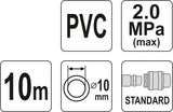 AIR HOSE PVC W. COUPLING 10MM X 10M (YT-24224)