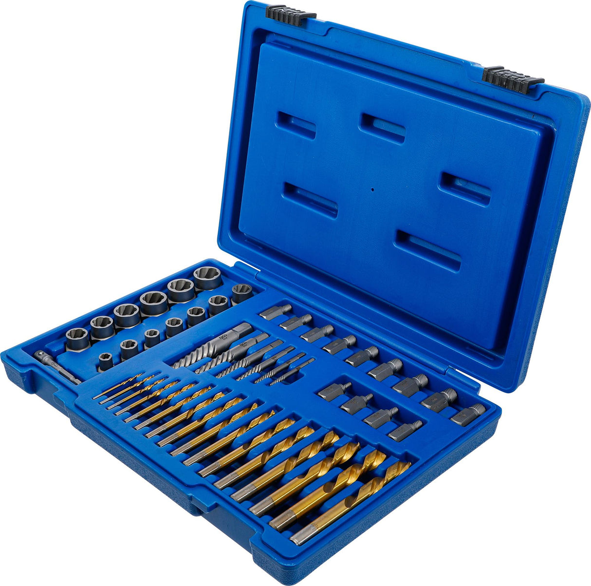 SCREW AND NUT EXTRACTOR SET WITH LEFT CUTTING DRILL SET | 2 - 18 MM | 49 PCS. (70329)