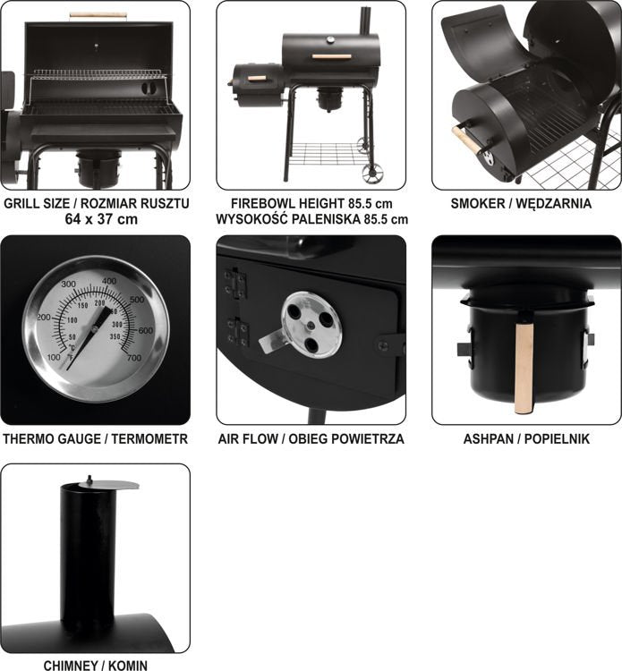 CHARCOAL GRILL WITH SMOKEHOUSE XXL 64X37 (99587)