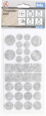 FELT PADS SET | TINGED WITH GRAY | 64 PCS. (80703)