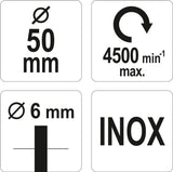 CUP BRUSH 50MM INOX FOR DRILL (YT-47497)