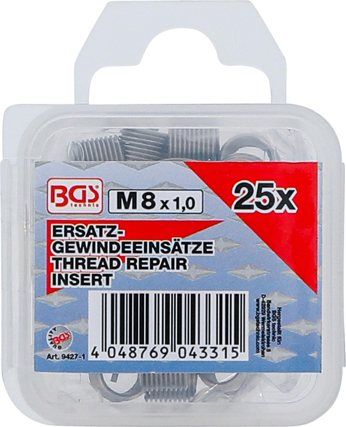 REPLACEMENT THREAD INSERTS | M8 X 1.0 MM | 25 PCS. (9427-1)