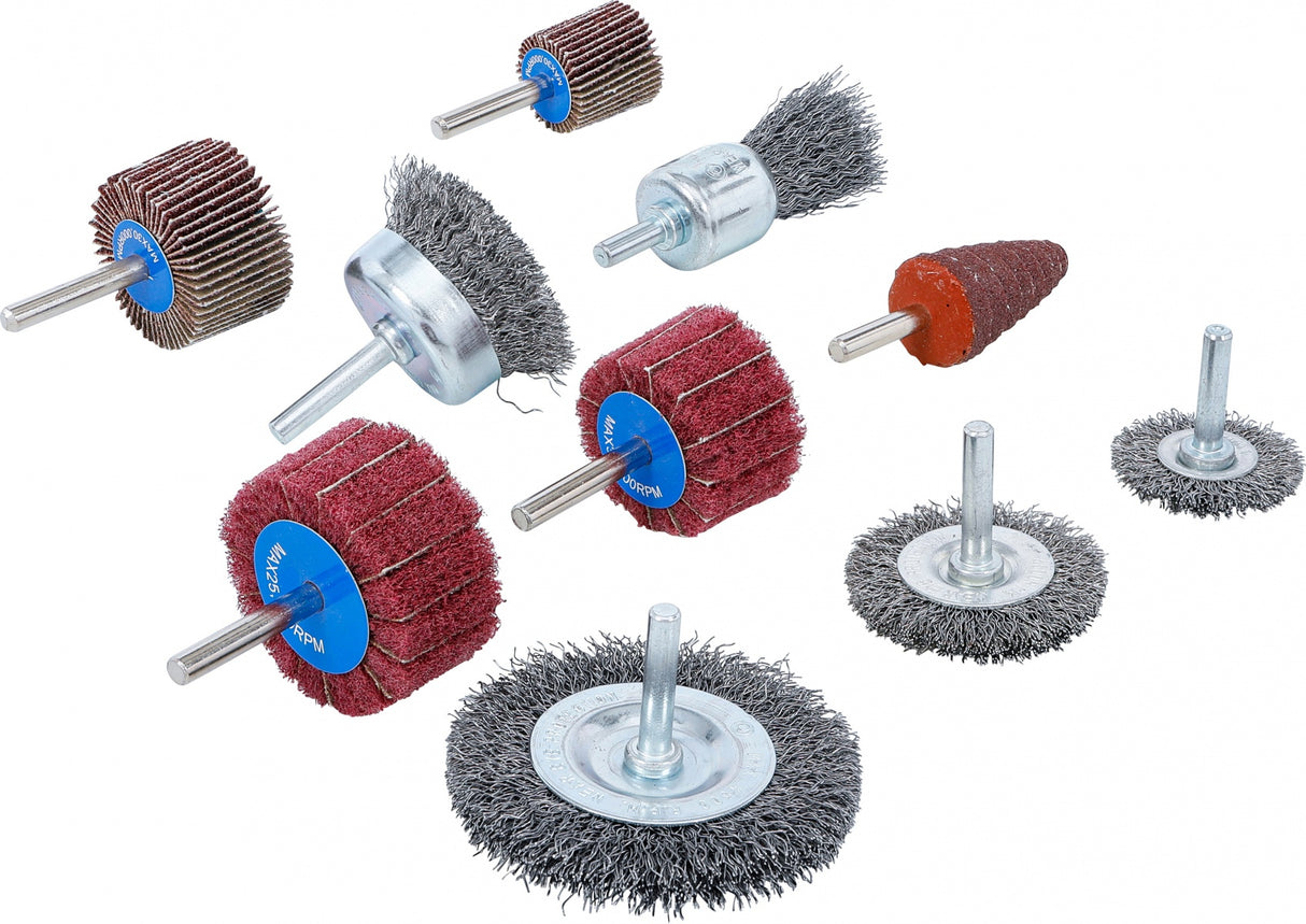 WIRE BRUSH AND ABRASIVE FLAP WHEEL SET | 10 PCS. (74499)