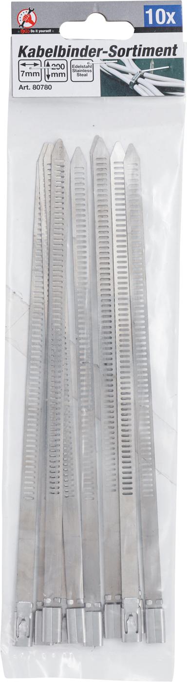 CABLE TIE ASSORTMENT | STAINLESS STEEL | 7.0 X 200 MM | 10 PCS. (80780)