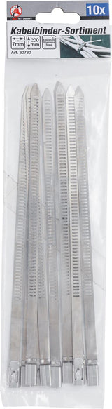 CABLE TIE ASSORTMENT | STAINLESS STEEL | 7.0 X 200 MM | 10 PCS. (80780)