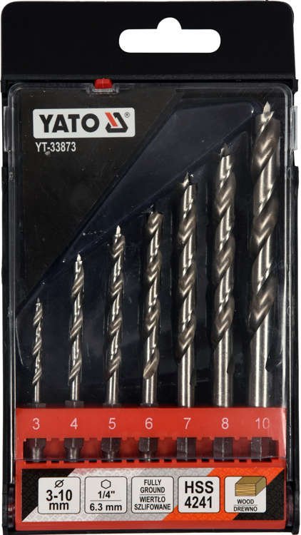 SPUR WOOD DRILL SET 3-10MM 7PCS HEX (YT-33873)