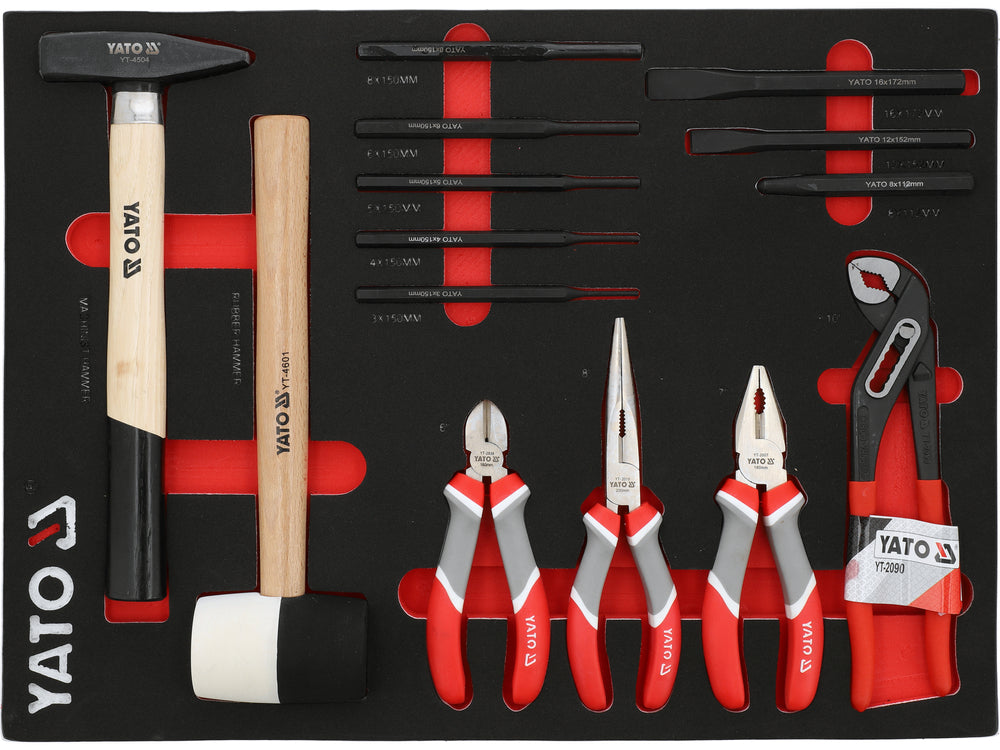 TOOL CASE: HAMMERS | PLIERS | PUNCHES | CHISELS | 14 PCS (YT-55497)
