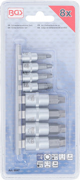 SCREW EXTRACTOR SET | 6.3 MM (1/4") / 10 MM (3/8") DRIVE | FOR DAMAGED INTERNAL HEXAGON 3 - 10 MM | 8 PCS. (6847)