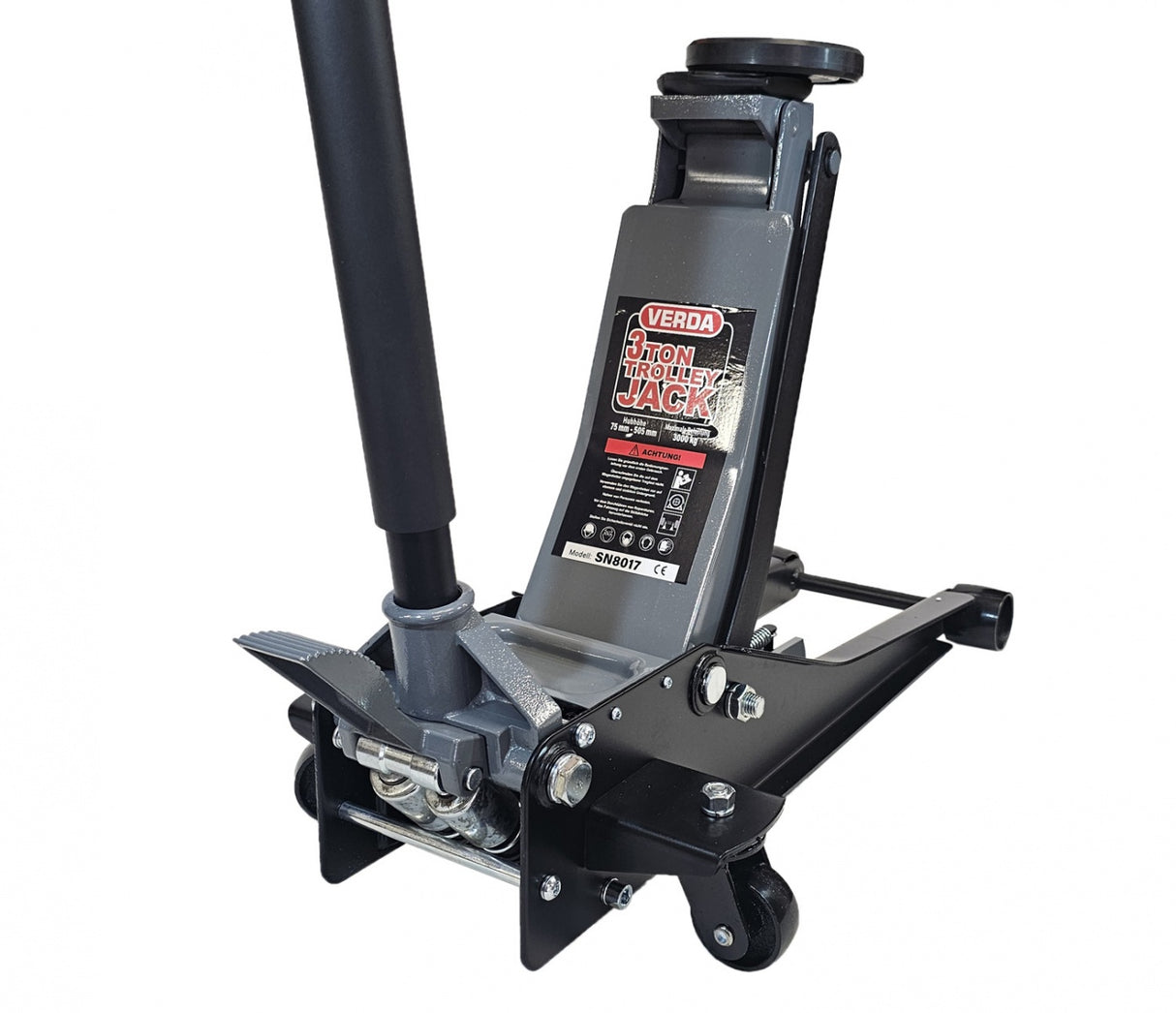 JACK WITH WHEELS | WITH PEDAL | 2 RUBBER PADS | DOUBLE PISTON | 75- 505 MM | 3.0 T (FJ25-B)