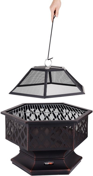 GARDEN STEEL FIRE PIT WITH GRILL 70X60CM (99703)