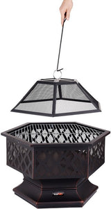 GARDEN STEEL FIRE PIT WITH GRILL 70X60CM (99703)