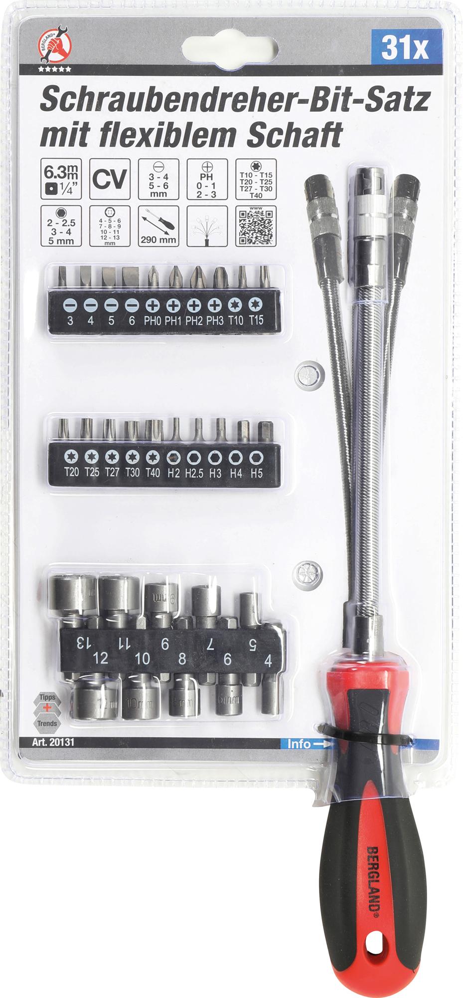 SCREWDRIVER BIT SET | WITH FLEXIBLE SHAFT | 31 PCS. (20131)