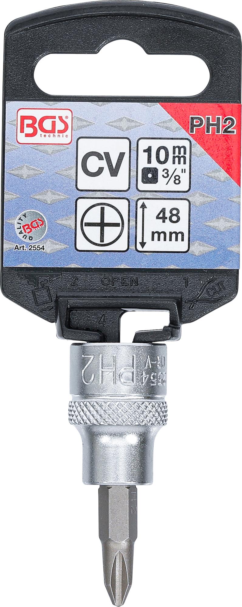 BIT SOCKET | 10 MM (3/8") DRIVE | CROSS SLOT PH2 (2554)