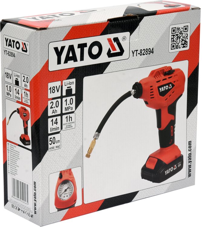 AIR INFLATOR 18V 1.0MPA - 2AH (YT-82894)