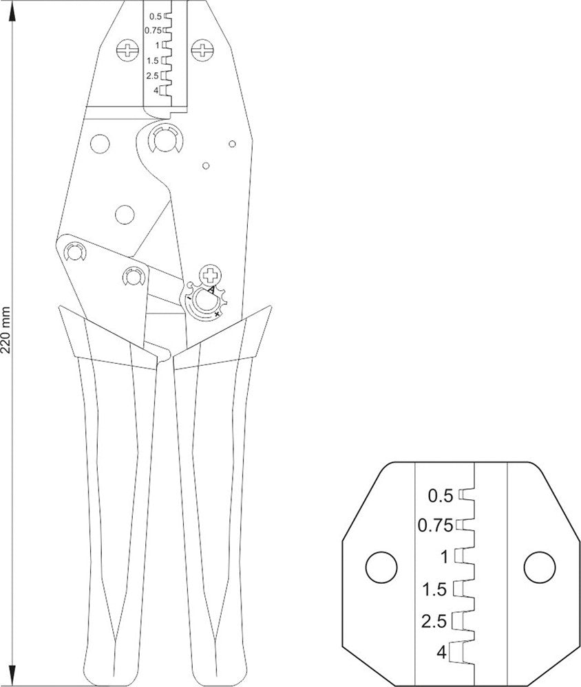 RATCHET CRIMPING PLIERS 0.5-4.0MM2 (YT-2299)