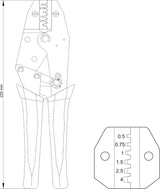 RATCHET CRIMPING PLIERS 0.5-4.0MM2 (YT-2299)