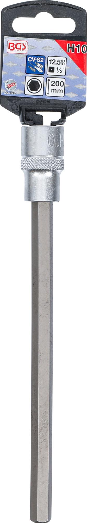 BIT SOCKET | LENGTH 200 MM | 12.5 MM (1/2") DRIVE | INTERNAL HEXAGON 10 MM (4279)