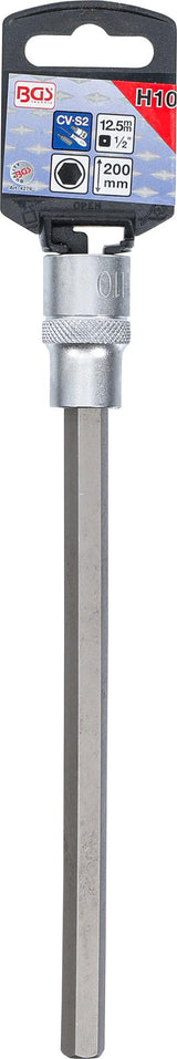 BIT SOCKET | LENGTH 200 MM | 12.5 MM (1/2") DRIVE | INTERNAL HEXAGON 10 MM (4279)