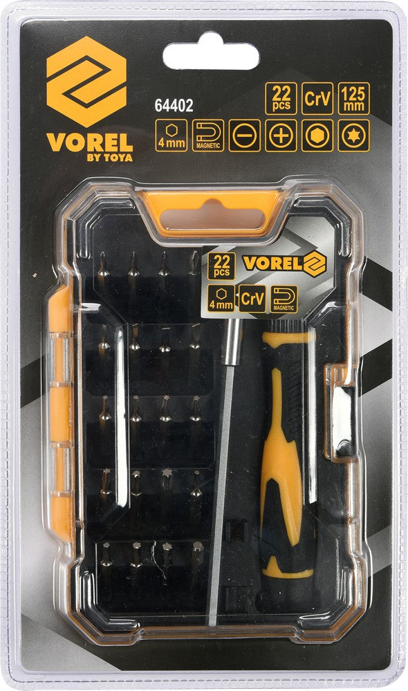 PRECISION BIT SET WITH EXTENSION BAR AND RATCHET HANDLE | 22 PCS. (64402)