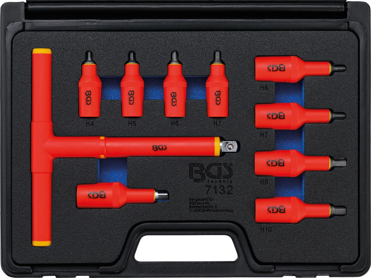 VDE BIT SOCKET SET | 10 MM (3/8") / 12.5 MM (1/2") DRIVE |INTERNAL HEXAGON 4 - 10 MM | 10 PCS. (7132)