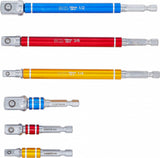 ELECTRIC DRILL ADAPTOR SET | MULTICOLOUR | 6.3 MM (1/4") DRIVE | EXTERNAL SQUARE 6.3 MM (1/4") / 10 MM (3/8") / 12.5 MM (1/2") MM | 75 - 150 MM | 6 PCS. (74424)