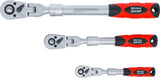 REVERSIBLE RATCHET SET | EXTENDABLE, BENDABLE | 6.3 MM (1/4") - 10 MM (3/8") - 12.5 MM (1/2") | 3 PCS. (72114)