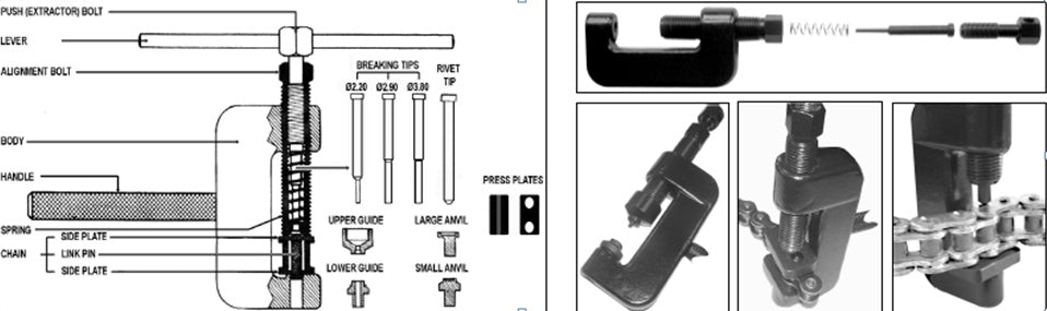 SEPARATING AND RIVETING TOOL FOR MOTORBIKE CHAINS | DIVISION 35-525 (1749)