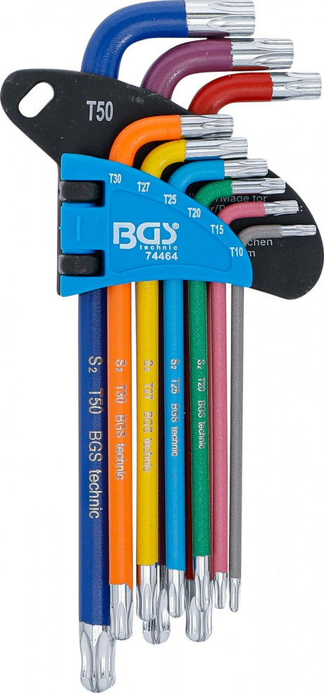 L-TYPE WRENCH SET | MULTICOLOUR | T-STAR TAMPERPROOF (FOR TORX) WITH BALL HEAD T10 - T50 | 9 PCS. (74464B)