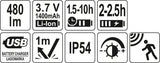HEADLAMP 480LM RECHARG.,MOTION DETECTOR (YT-08592)