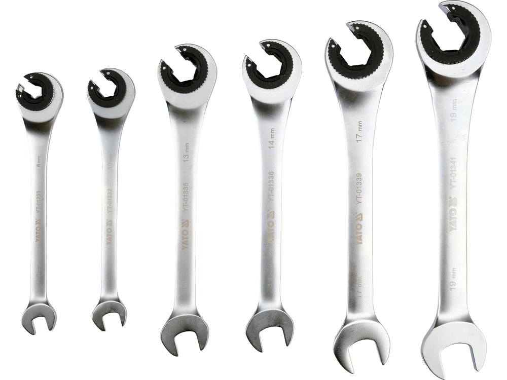 FLARE NUT RATCHET WRENCH SET 8-19MM 6PCS (YT-01344)