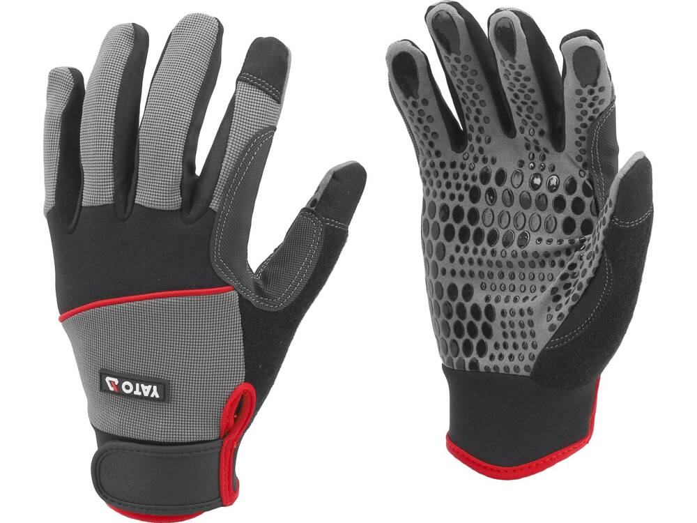 GLOVES WITH SILICONE DOTS S. 10 (YT-74666)