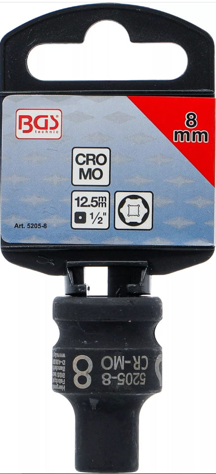 IMPACT SOCKET, HEXAGON | 12.5 MM (1/2") DRIVE | 8 MM (5205-8)