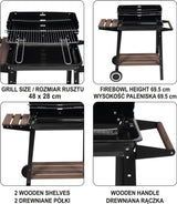 OUTDOOR BARBECUE / GRILL | WOODEN SHELF | GRATE 48X28 CM (99585)