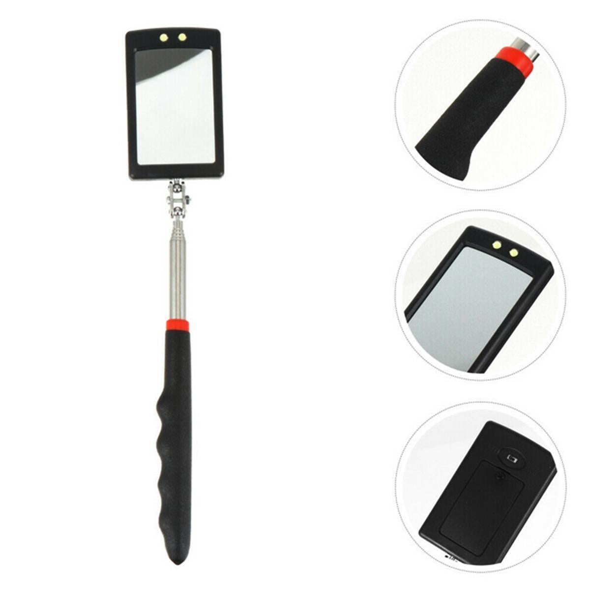 TELESCOPIC SQUARE MIRROR | 285 - 870 MM | WITH 2 LED (9302V)