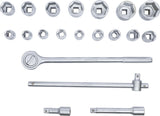 SOCKET SET | 20 MM (3/4") DRIVE | 19-50 MM | 20 PCS. (1202)